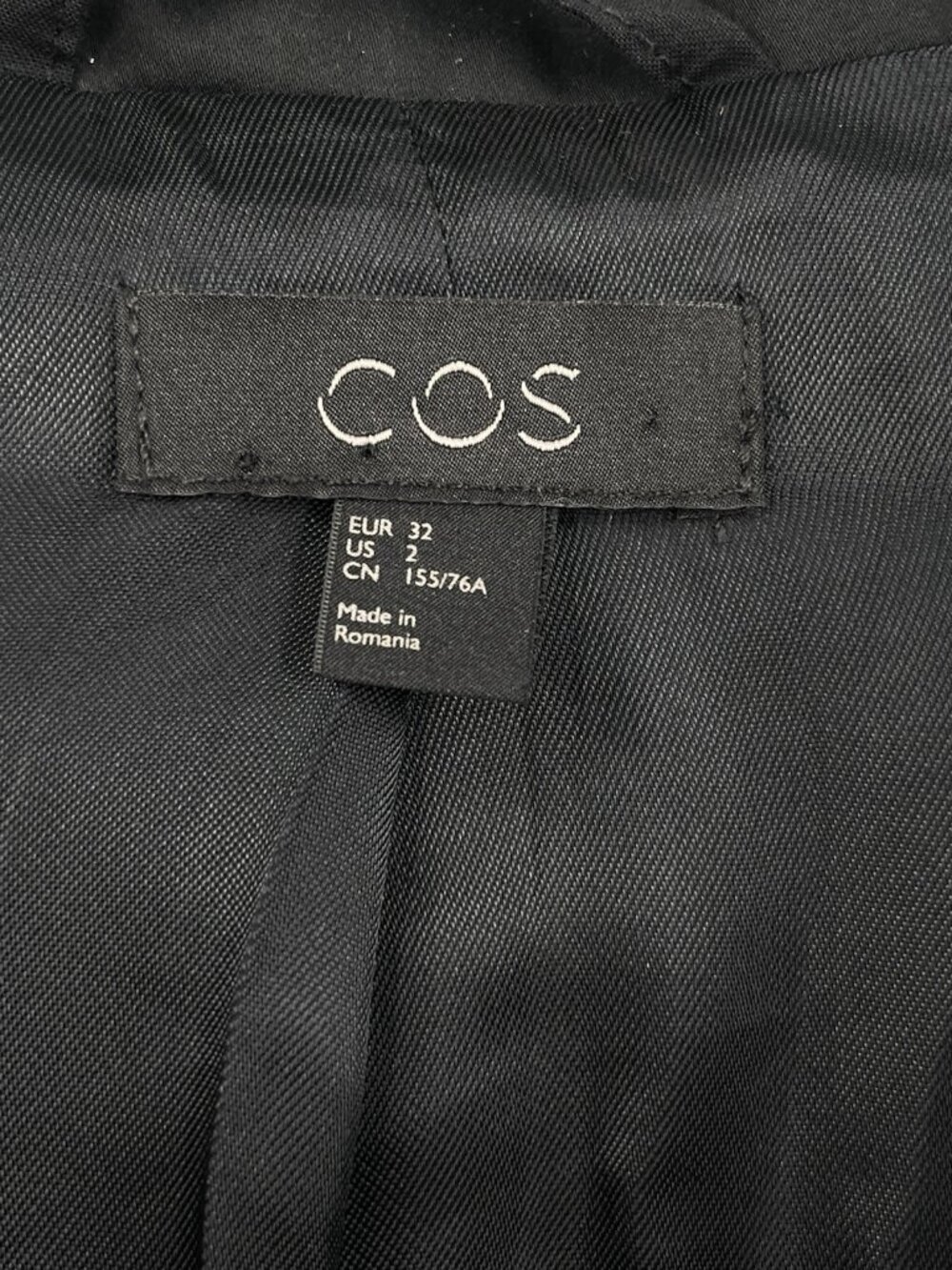 COS Women's Black Sleek Notch Neck Tuxedo Tail Single Button Career Blazer US 2 - Picture 3 of 7